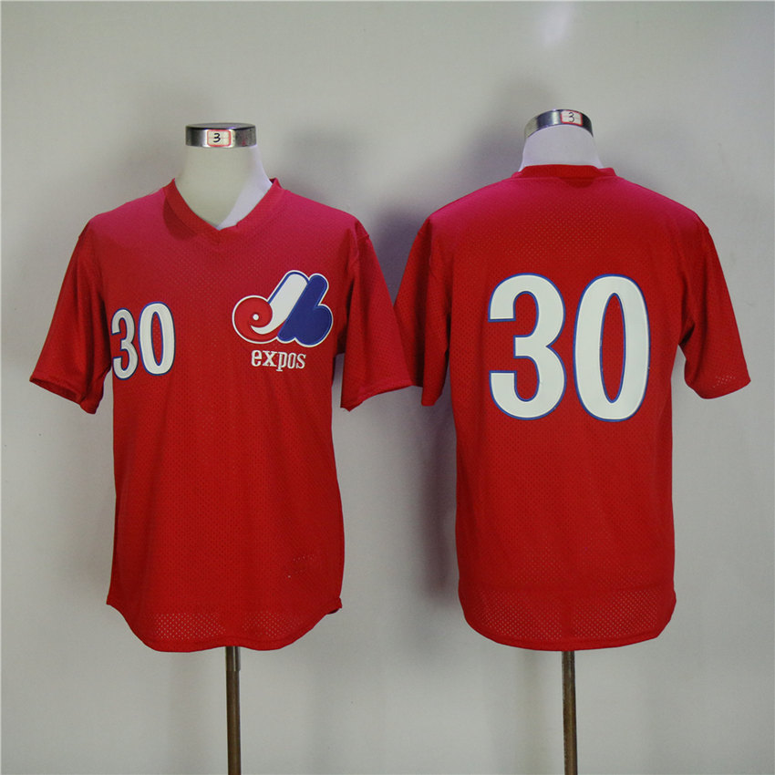 Men Montreal Expos #30 Raines Red Throwback 1982 MLB Jerseys